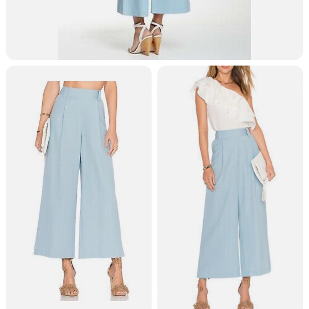 Rachel Zoe 100% Silk Light Blue Wide Leg Pants
